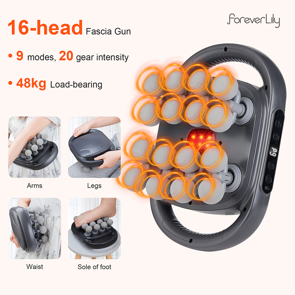 Health Wellness - 16-Head Fascia Gun Hoogfrequente Trillingen Lichaamsmassage
